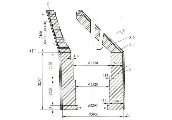 Vertical Furnace Wall Arched Masonry Structure